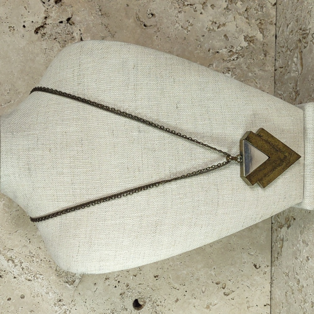 Two-Tone Antiqued Brass/Silvertone Necklace